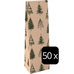 Fleszak kraftpapier Christmas Tree 10x41x8cm, 50 stuks